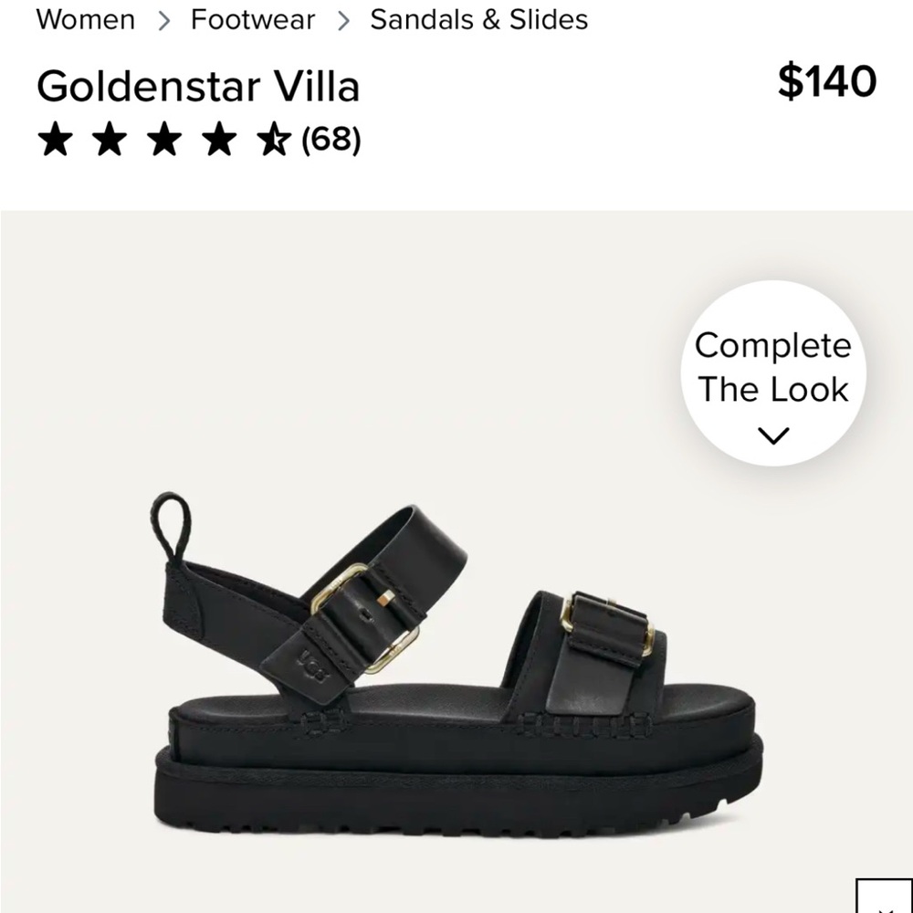 UGG Goldstar Villa Sandals Black, size 7
